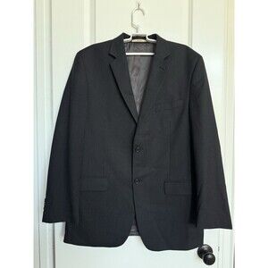 JOSEPH ABBOUD Mens 100% Wool 42‎ L Blazer Sport Coat Two Button Black Pinstriped